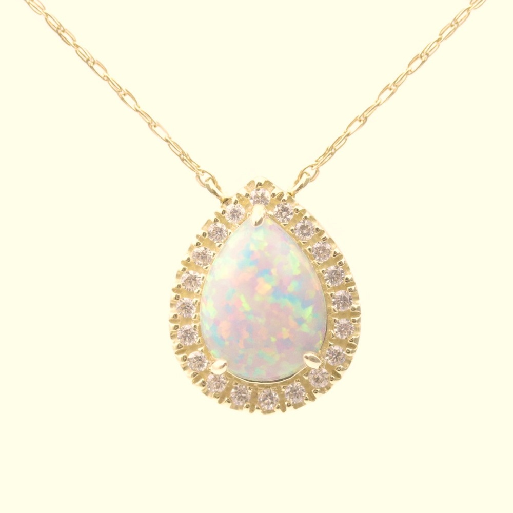 Opal 10K  Gold 18” Necklace and SZ 7 Ring Set